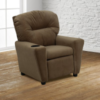Flash Furniture Contemporary Kids' Brown Microfiber Recliner with Cup Holder BT-7950-KID-MIC-BRWN-GG